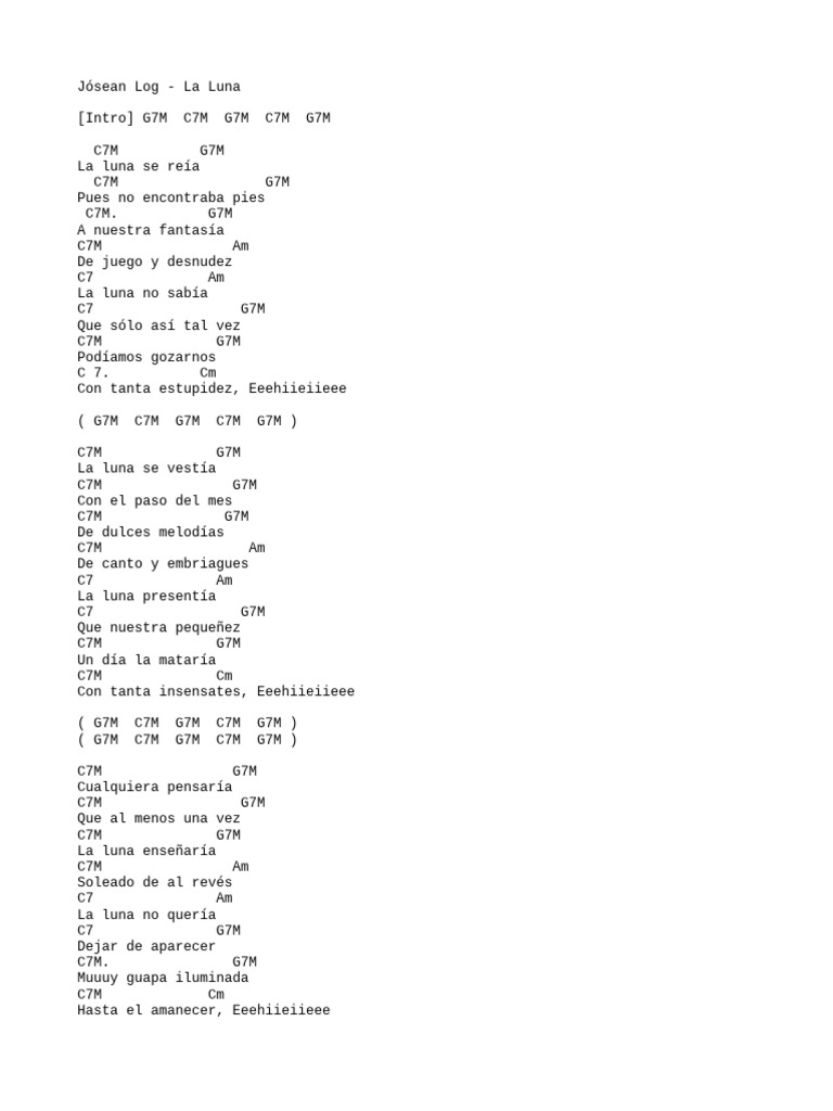 La Luna de Jósean Log: Letra y Significado | PDF