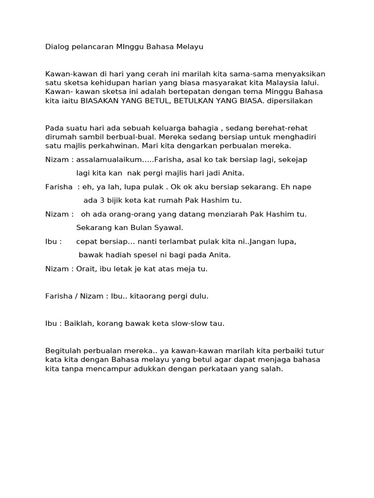 Dialog Harian dalam Bahasa Melayu | PDF