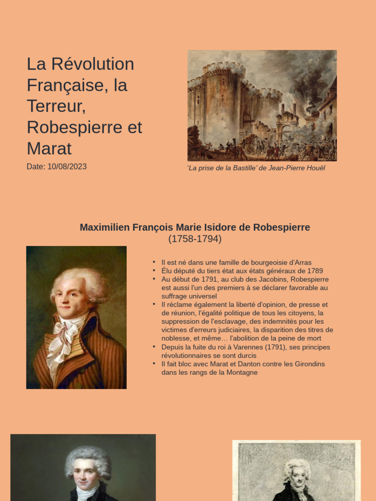 Robespierre et Marat : Figures de la Terreur | PDF | Maximilien ...