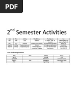 2nd Semester Activities