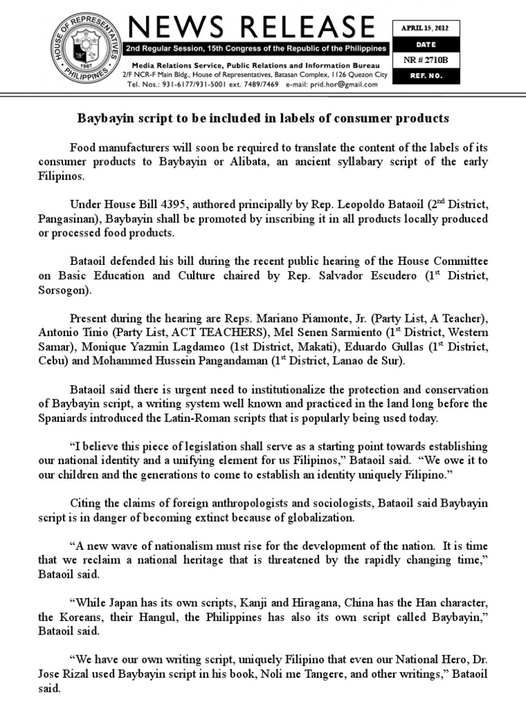 Baybayin Script in Consumer Product Labels | PDF | Philippines | Asia