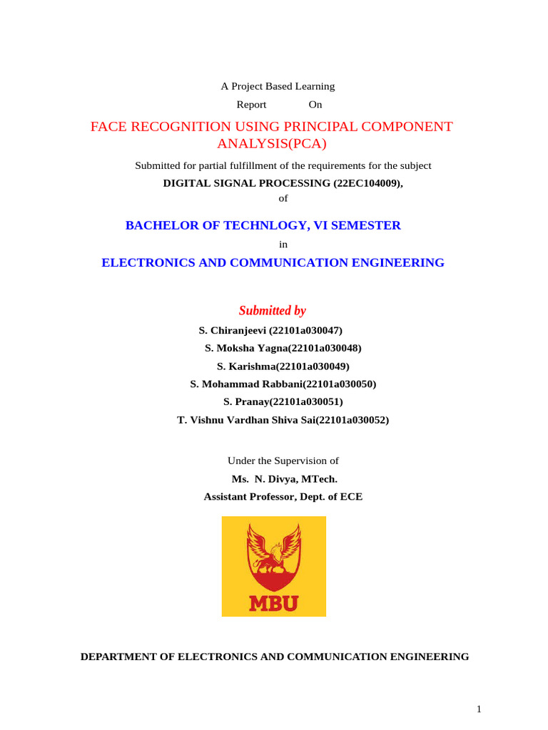 PCA-Based Face Recognition Project | PDF | Principal Component Analysis ...
