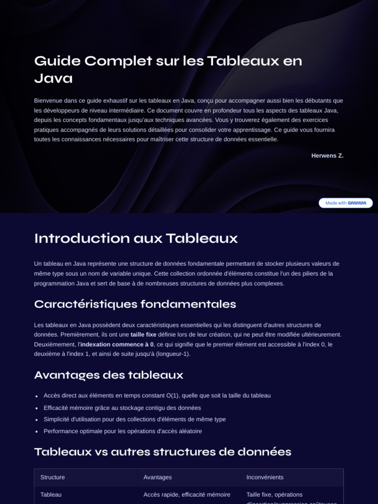 Guide Complet sur les Tableaux Java | PDF | Java (Langage de ...