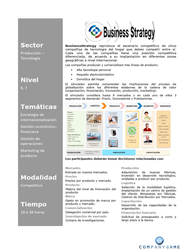 Simulador CompanyGame para Estrategias Empresariales | PDF | Mercado ...