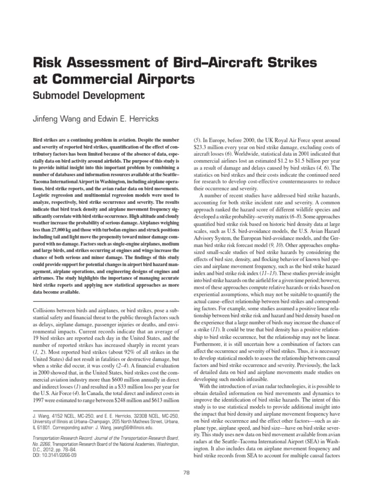 Risk Assessment of Bird Aircraft Strikes | PDF | Linear Regression ...
