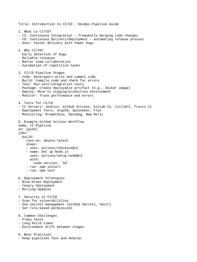 CI/CD Pipeline Overview and Best Practices | PDF