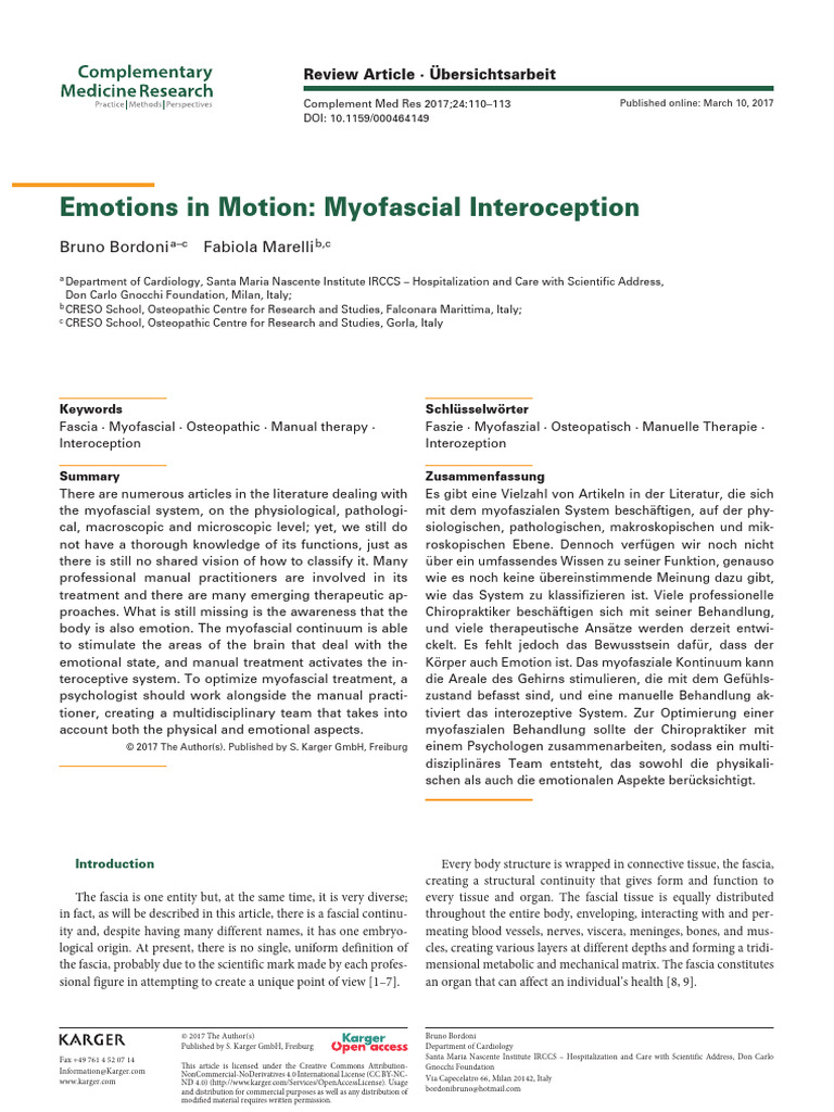 Myofascial Interoception and Emotions | PDF | Extracellular Matrix ...