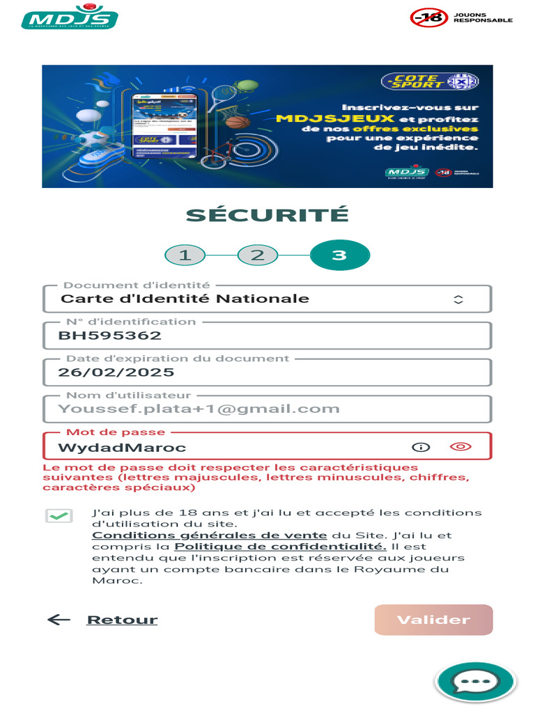 Conditions d'inscription sur MDJS | PDF