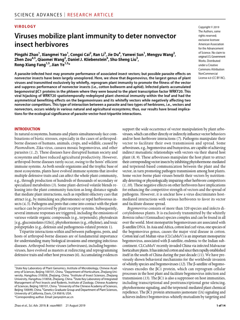 Plant Immunity and Insect Herbivores | PDF | Virus | Pathogen