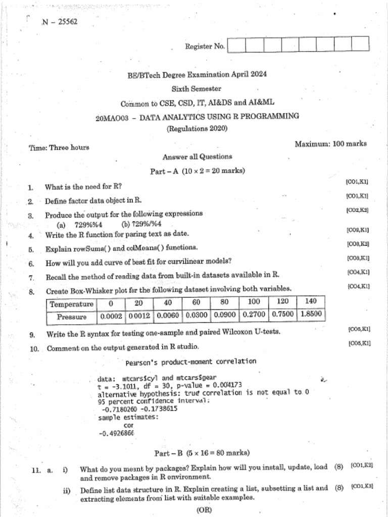 R Answer Key | PDF