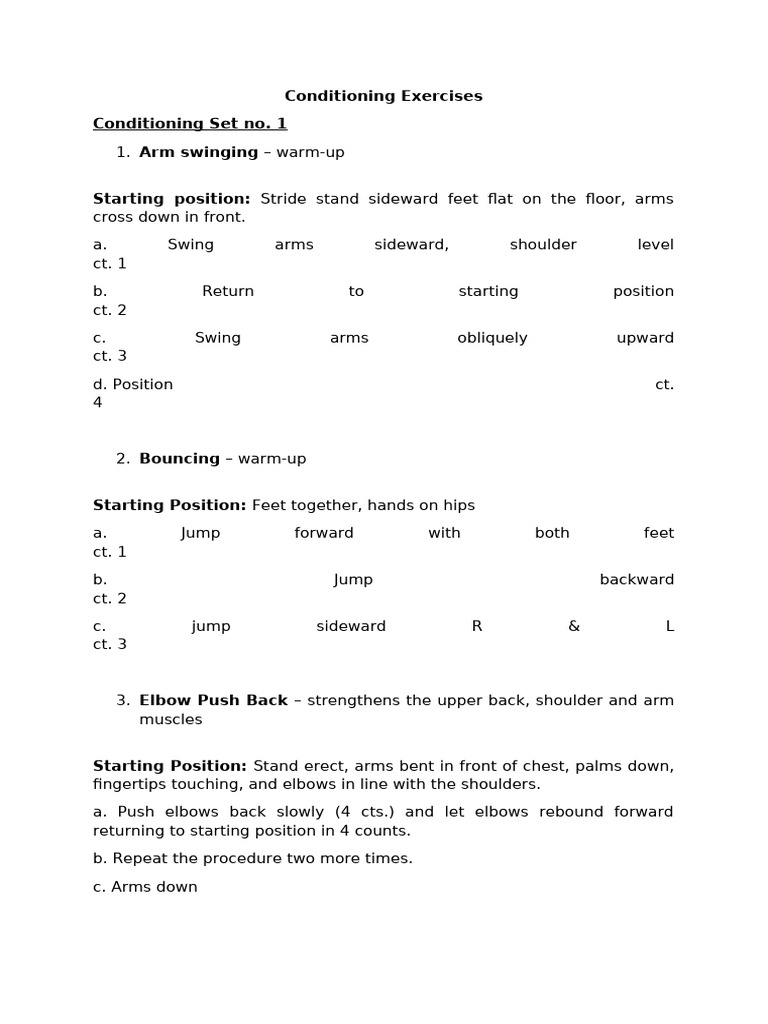 Conditioning Exercises Guide PDF | PDF | Shoulder | Arm
