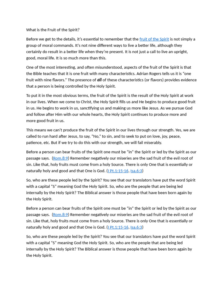 Understanding the Fruit of the Spirit | PDF | Fruit Of The Holy Spirit ...