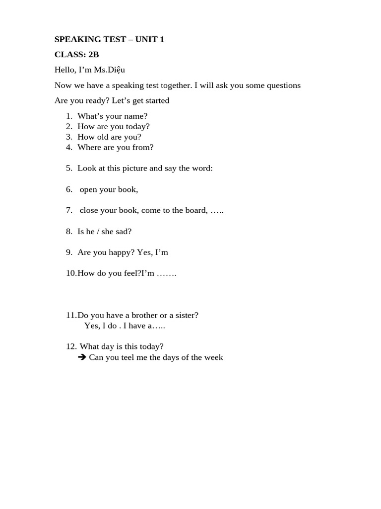 Speaking Test | PDF