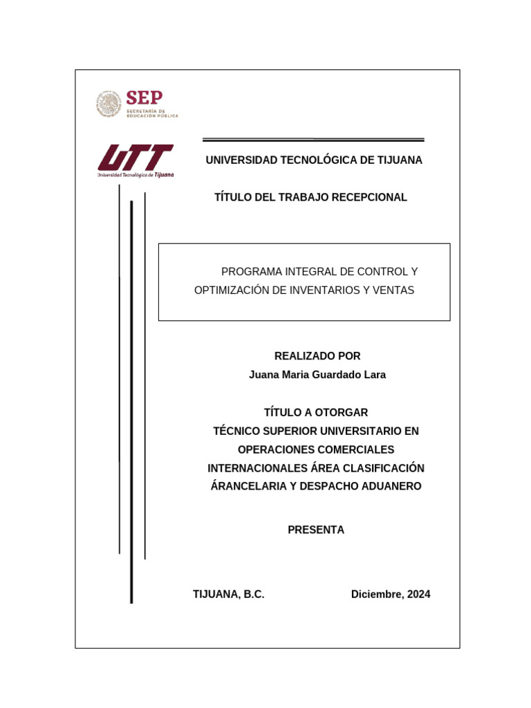 Programa Integral de Control y Optimización de Inventarios y Ventas