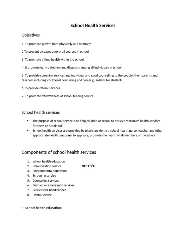Comprehensive School Health Services Guide | PDF | Screening (Medicine ...