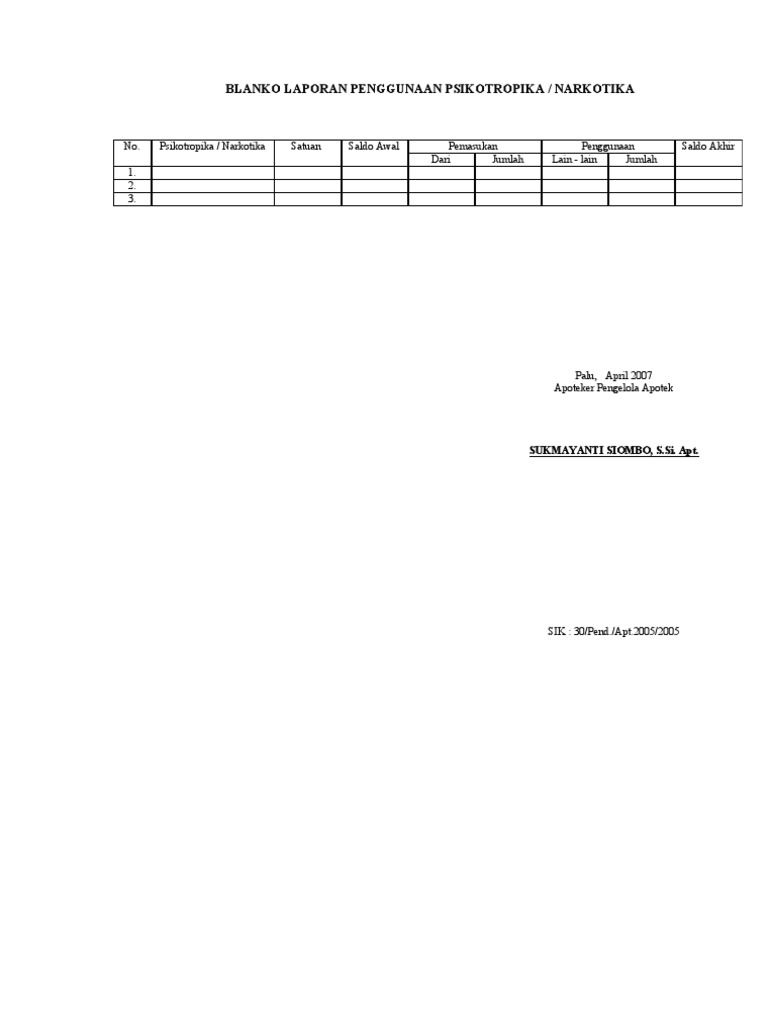 Contoh Laporan Narkotika Dan Psikotropika Guru Paud
