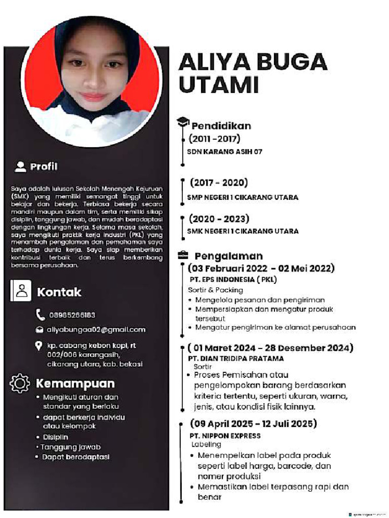 CV Aliya Bunga | PDF