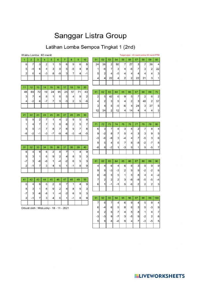 Worksheet 1656260 | PDF