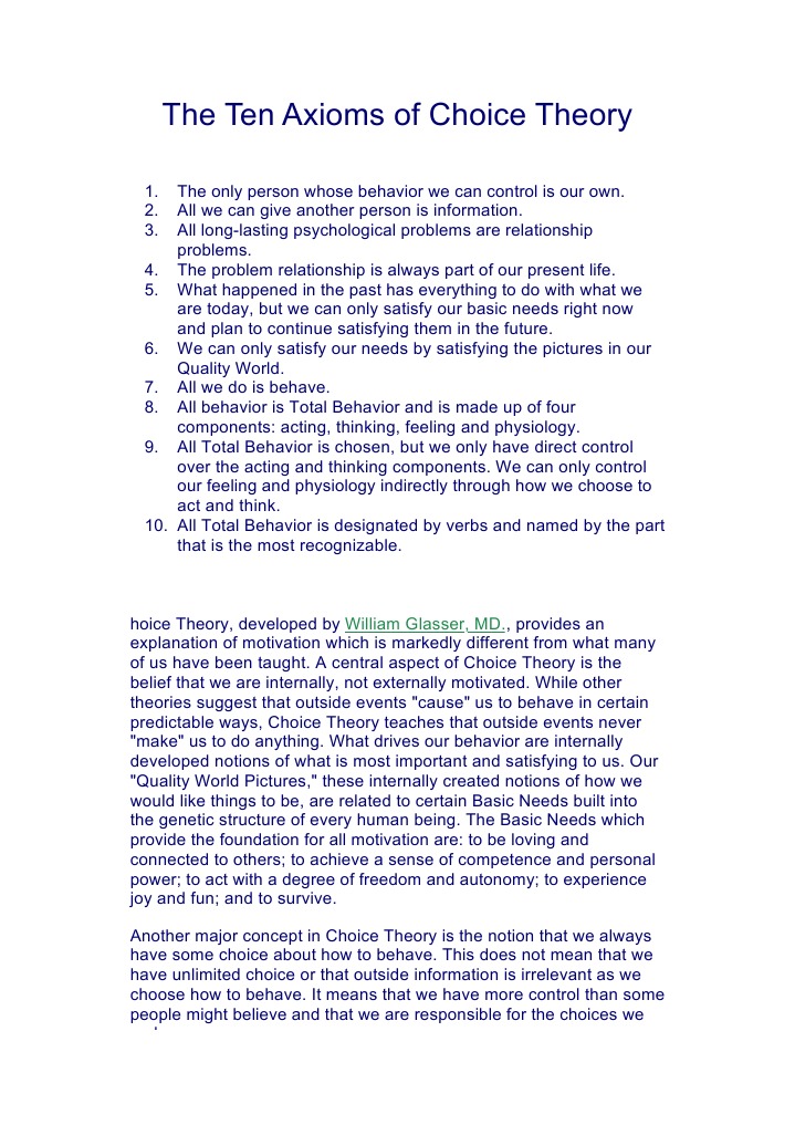 Understanding Choice Theory | PDF | Emotions | Feeling
