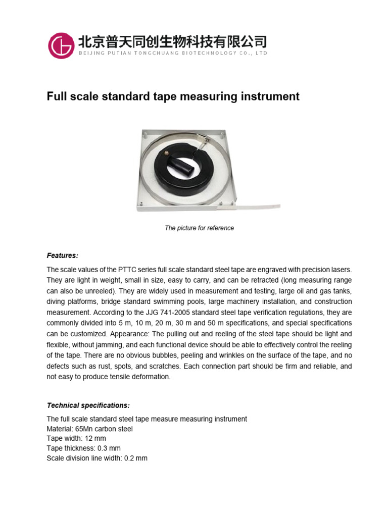 Full Scale Standard Steel Tape Measure | PDF