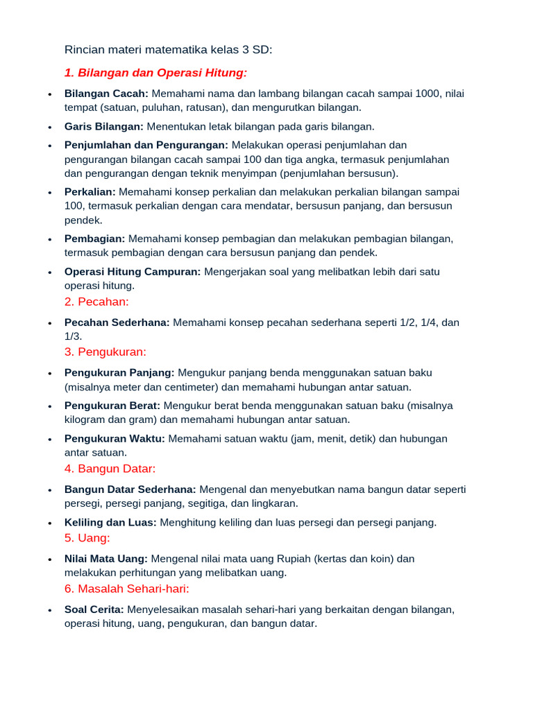 Materi Matematika Kelas 3 SD 2017 | PDF