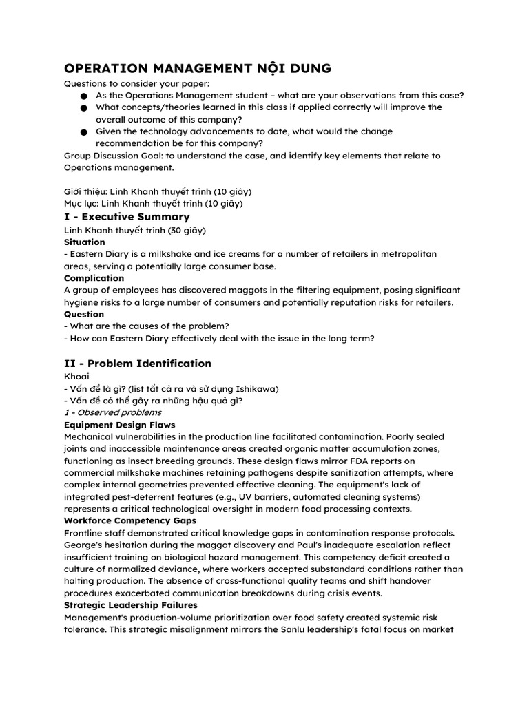 (Operation Management) N I Dung | PDF | Six Sigma | Lean Manufacturing