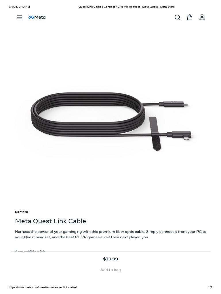 Meta Quest Link Cable for PC VR | PDF | Virtual Reality | Computing