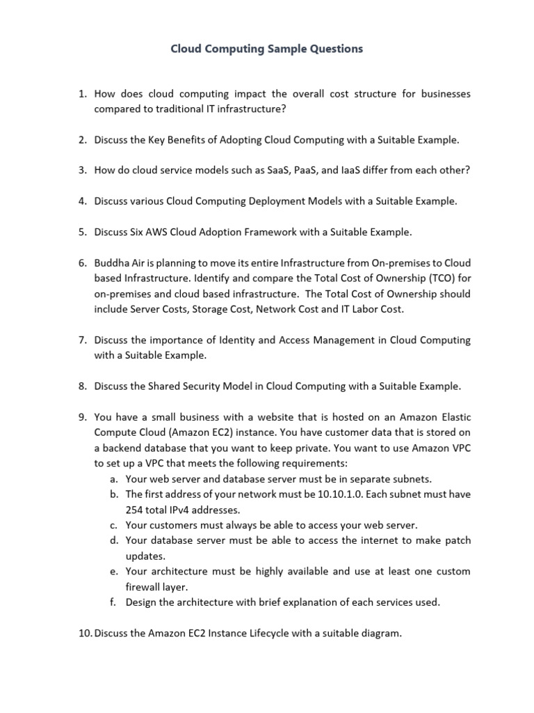 Cloud Computing Concepts and Questions | PDF | Cloud Computing ...