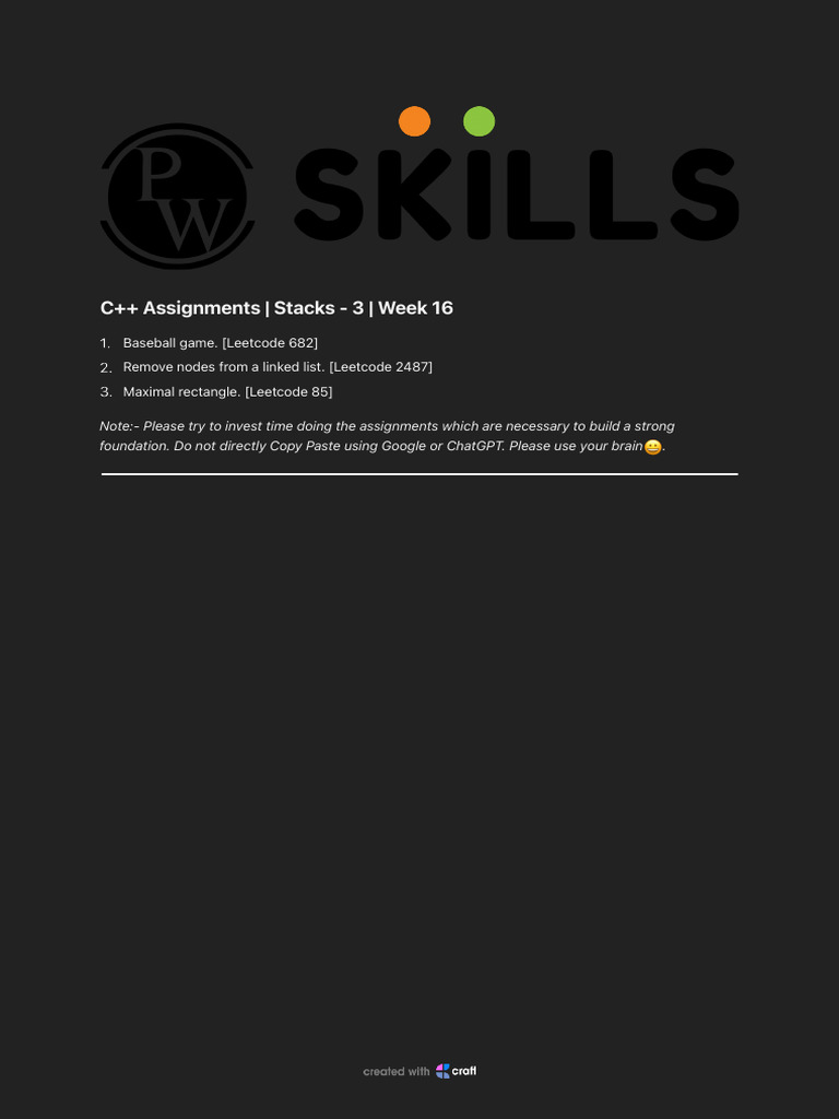C++ Week 16 Assignments Overview | PDF