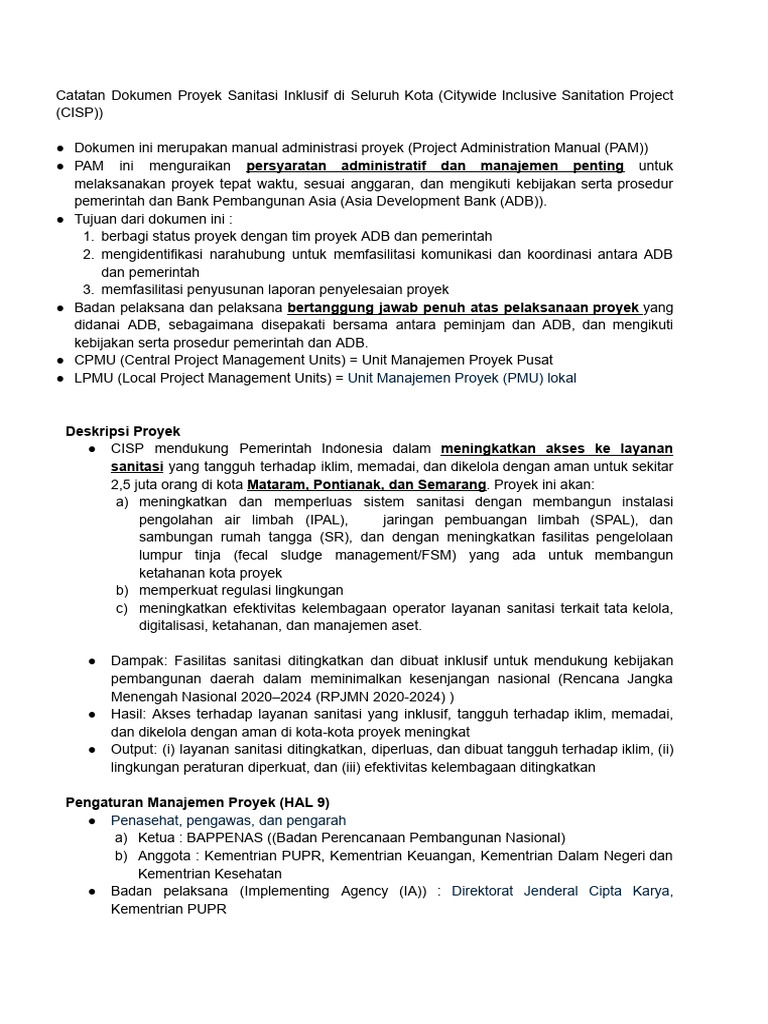 Catatan Dokumen Proyek Sanitasi Inklusif Di Seluruh Kota (Citywide ...