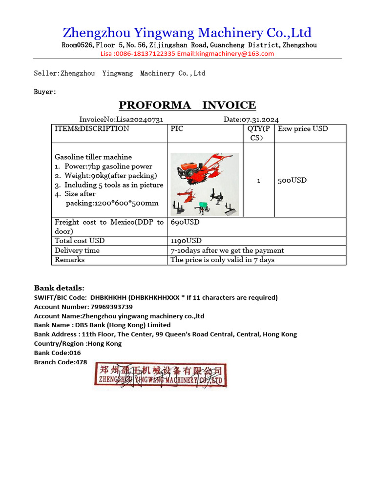 Invoice For Tiller (2024-10-11 18 - 00 - 32) | PDF