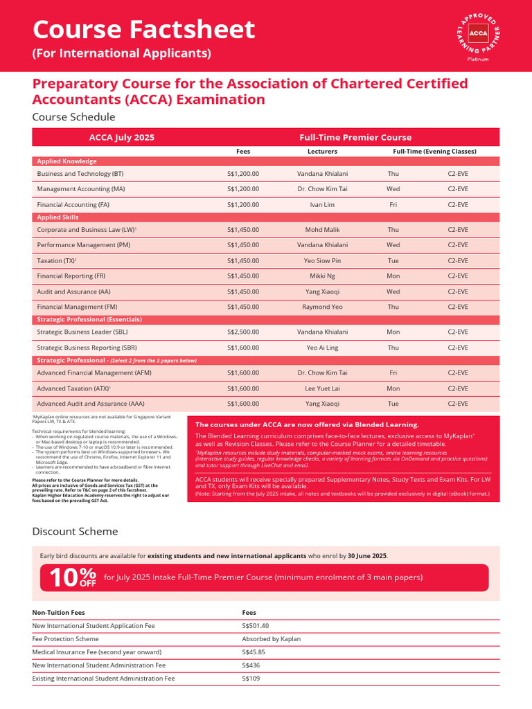 ACCA July 2025 Course Schedule | PDF | Value Added Tax | Receipt