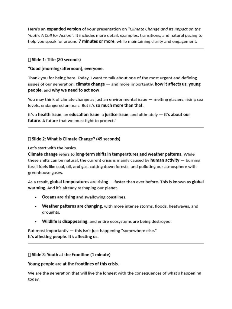 Youth Advocacy on Climate Change | PDF | Climate Change | Global ...