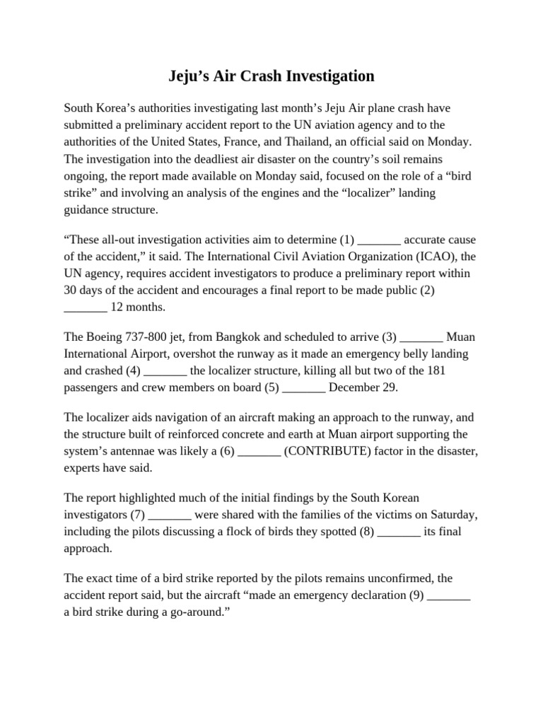 Jeju Air Crash Preliminary Investigation Report | PDF | Aviation ...
