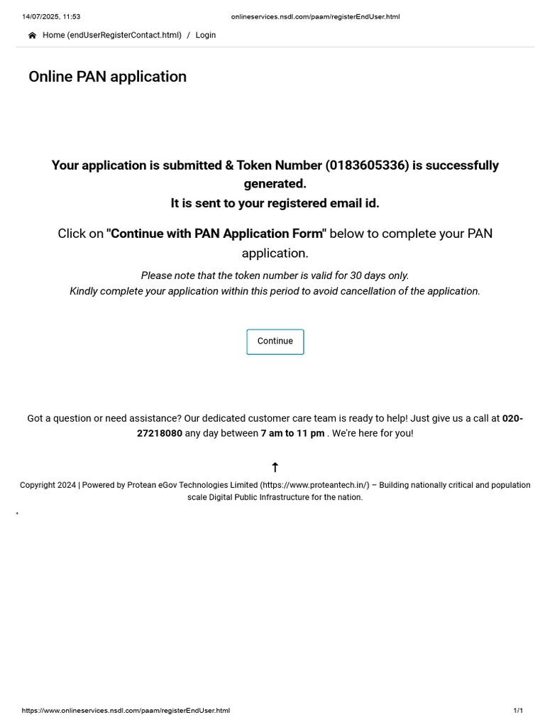 PAN Application Status and Support | PDF
