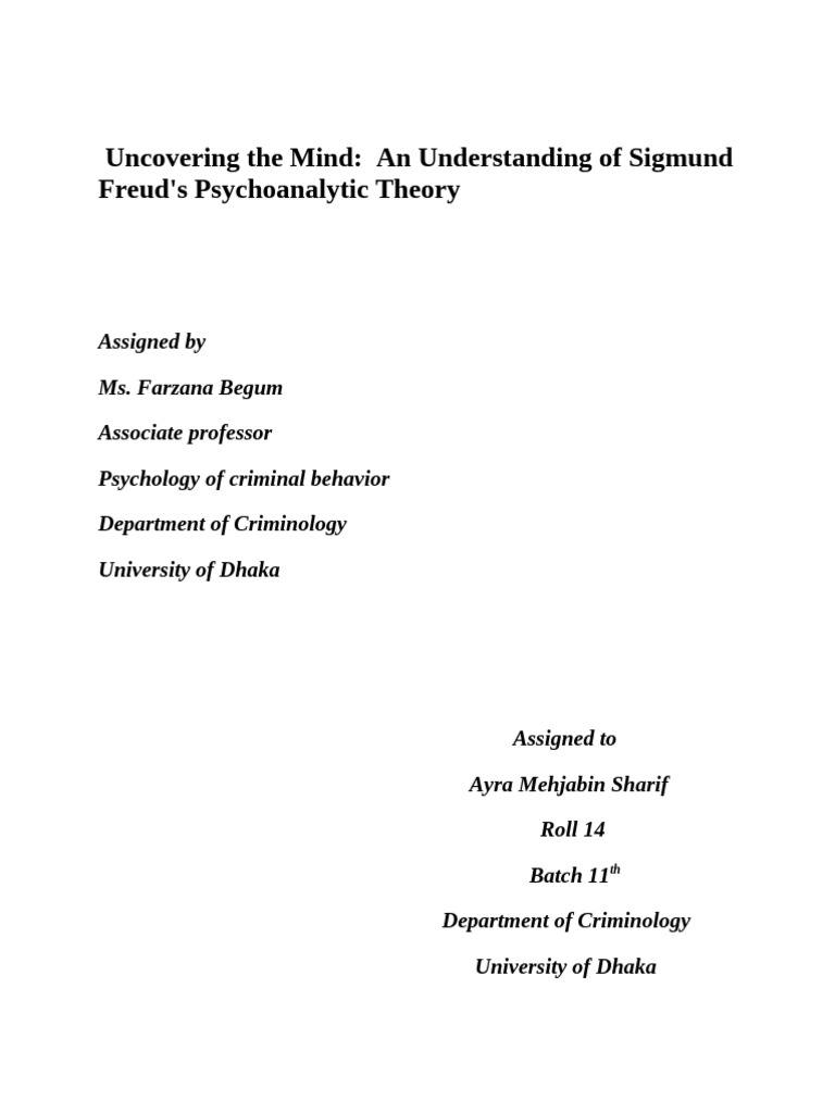 Freud's Psychoanalytic Theory Explained | PDF | Sigmund Freud ...