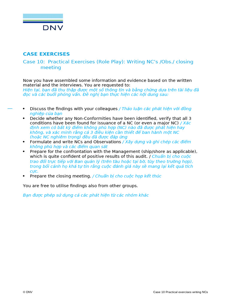 Case 10 Practical Exercises Writing NCs | PDF