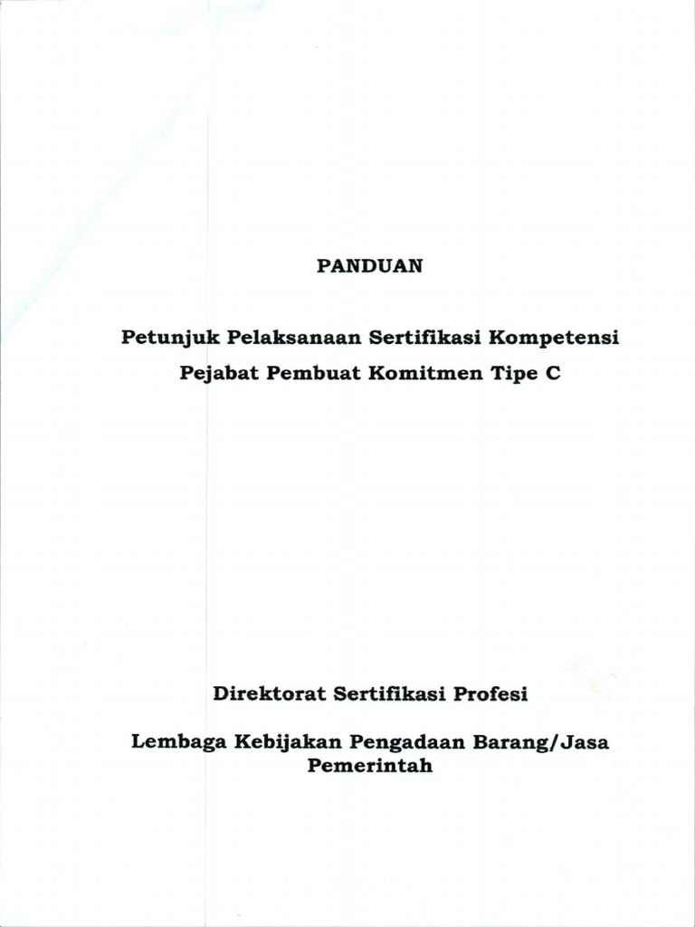 Panduan Petunjuk Pelaksanaan Sertifikasi Kompetensi PPK Tipe C | PDF