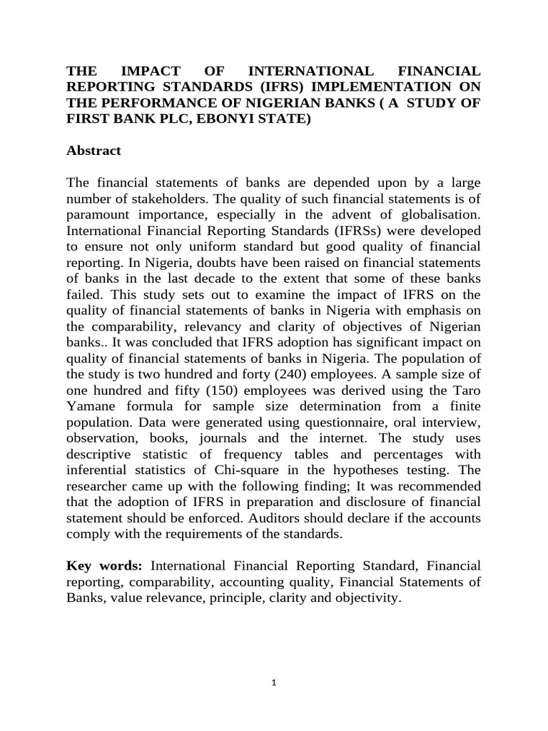IFRS Impact on Nigerian Banks' Performance | PDF | International ...
