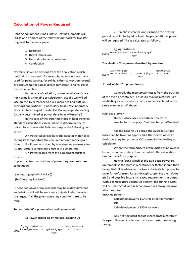 Heater Desgin CalculationofPowerRequired | PDF | Convection | Heat