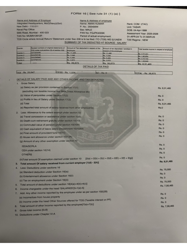 Form 16 24 - 25 | PDF