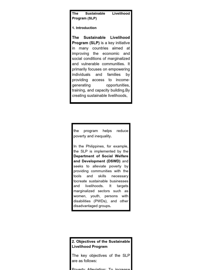 Sustainable Livelihood Program Overview | PDF | Social Exclusion ...