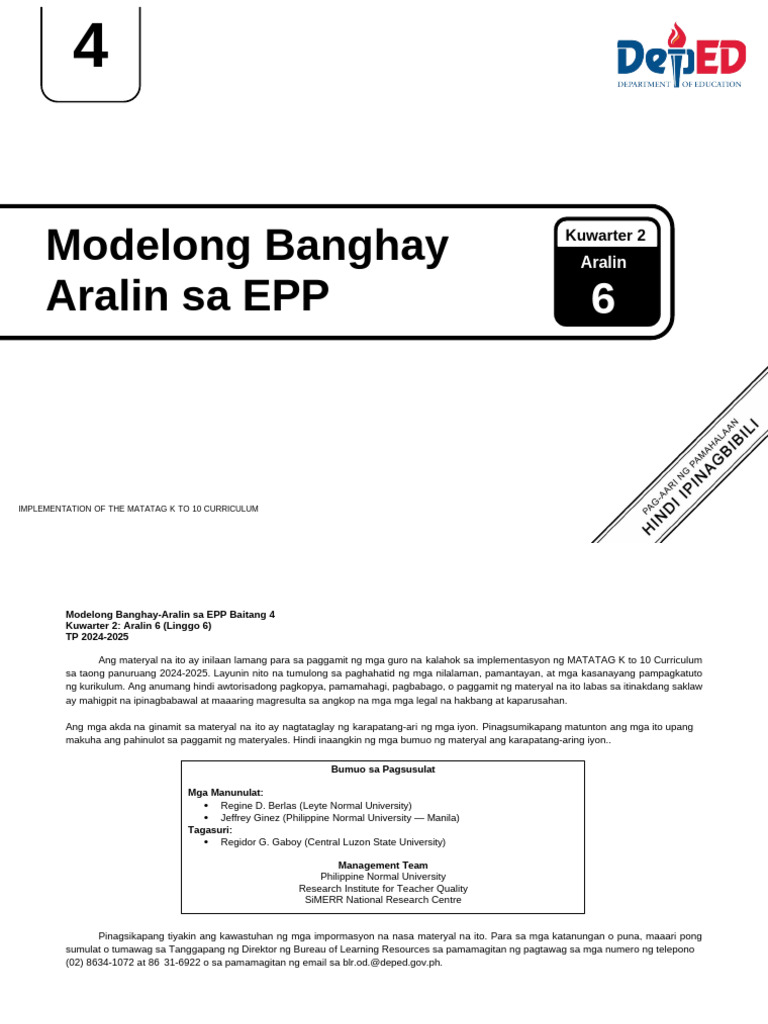 Q2 LE EPP 4 Lesson 6 Week 6 | PDF