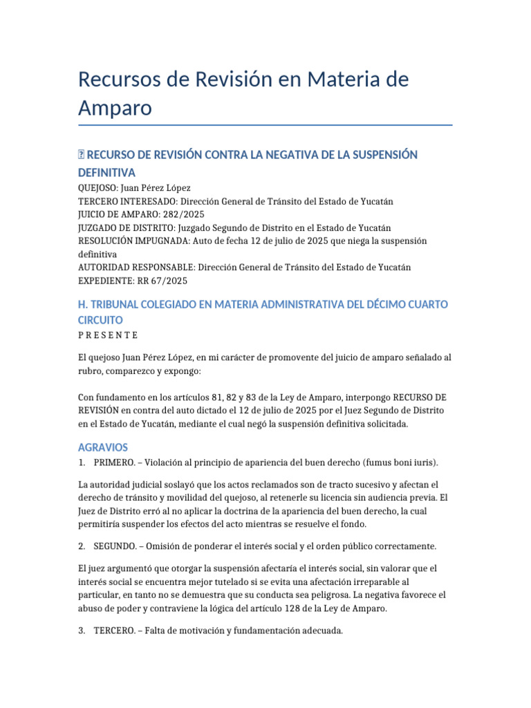 Recursos de Revision Amparo 2025 | PDF | Sentencia (ley) | Justicia