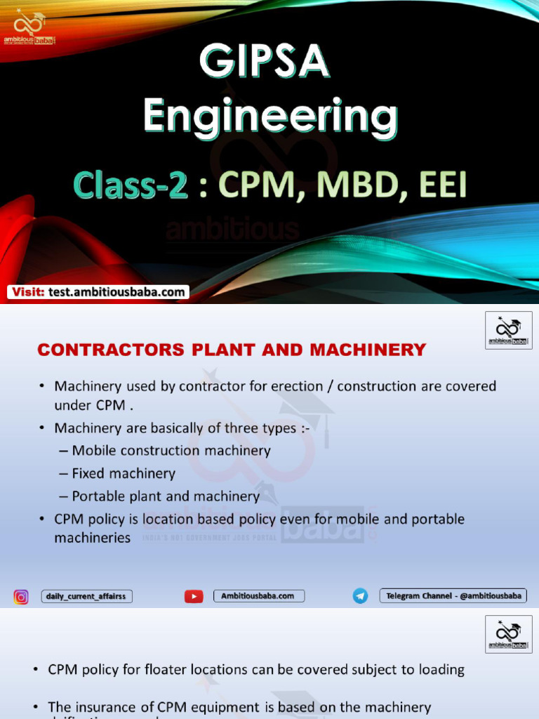 Engineering Insurance Part-2 CPM & MBD | PDF