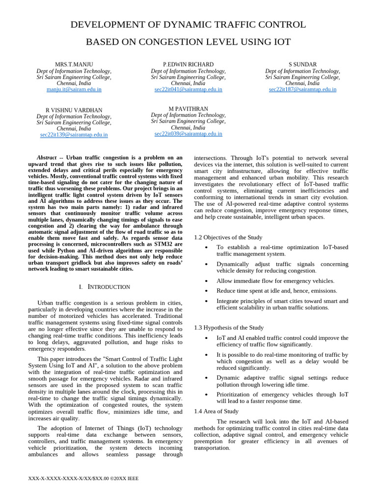 IoT-Driven Dynamic Traffic Control | PDF | Traffic | Cluster Analysis