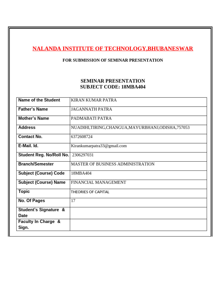 Guidelines For Seminar Presentation-4th Sem-MBA - Batch 2022-24 | PDF