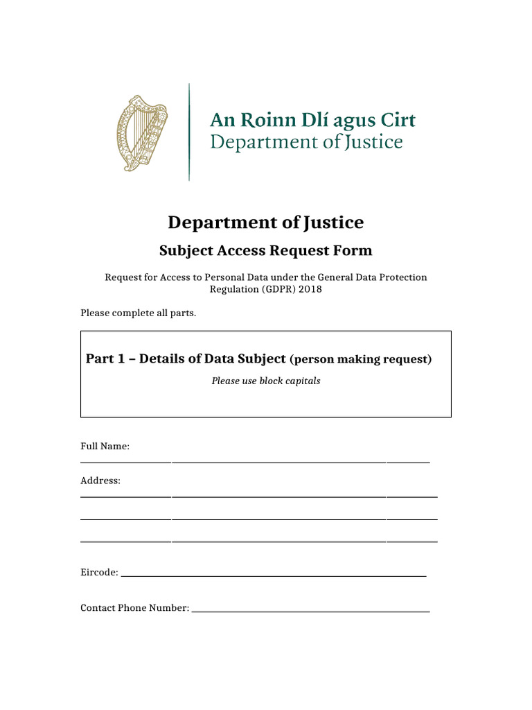 Subject Access Request Form Guide | PDF | Information Privacy | Computing