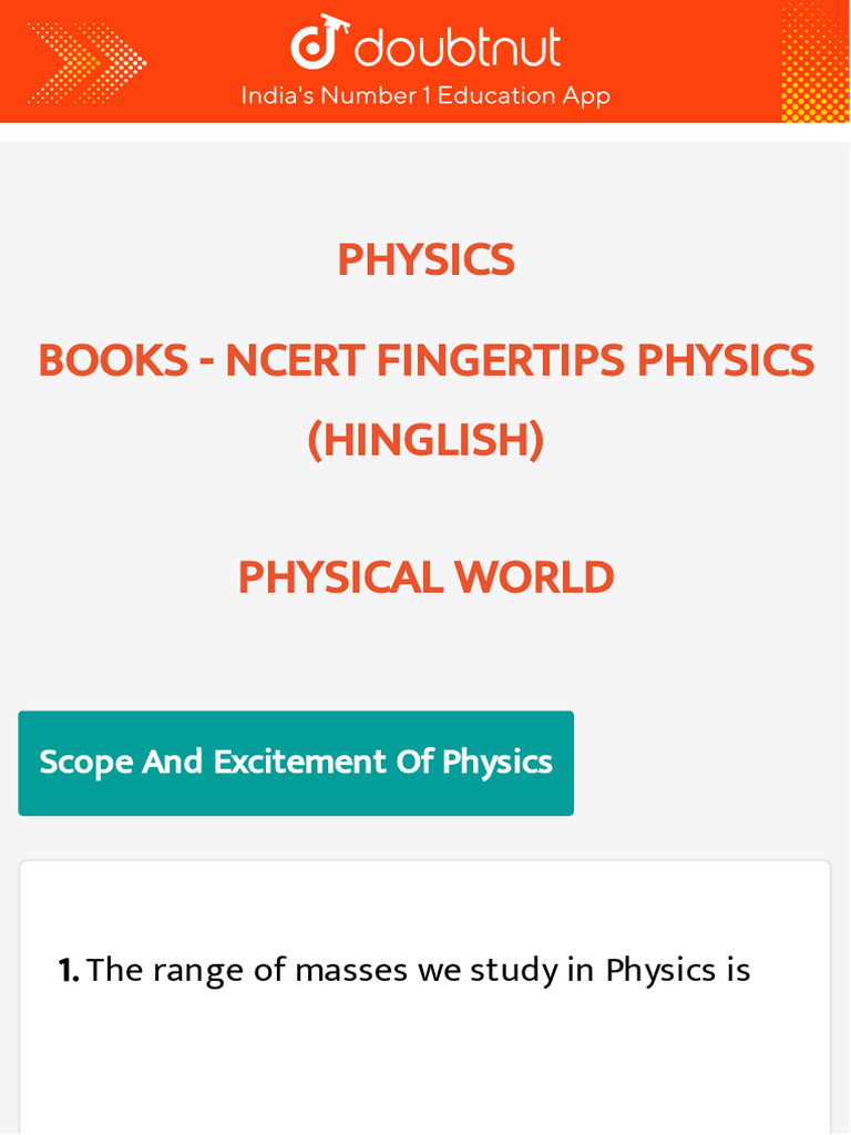 NCERT Fingertips Physics Guide | PDF | Force | Light