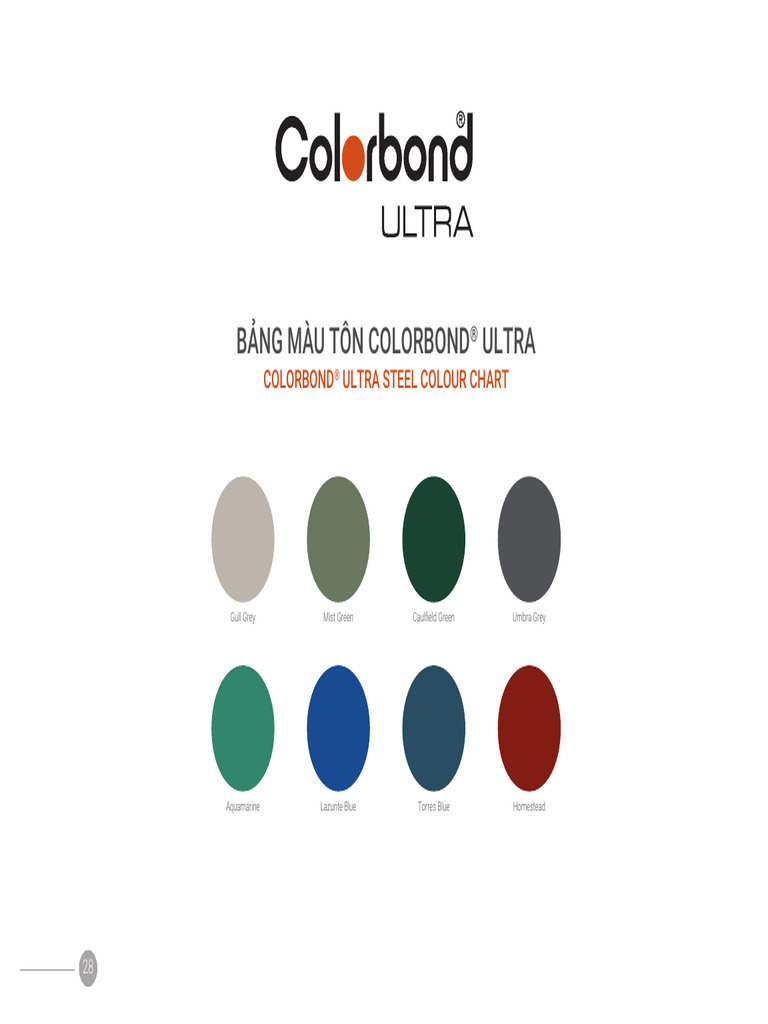 Colorbond Colour Chart Overview | PDF | Metals